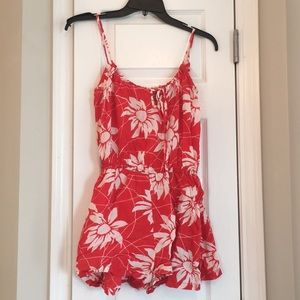 What goes around comes around red floral romper